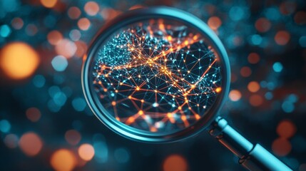 Aufkleber - A close-up of a magnifying glass focusing on a specific section of a D graph, representing detailed data analysis