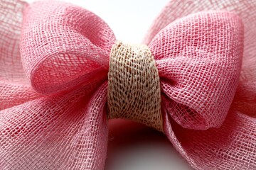 Aufkleber - Pink burlap bow crafted with care, perfect for decorations and gifts at events and celebrations