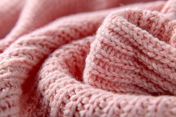 Aufkleber - Close-up of soft pink knitted fabric showcasing texture and warmth in cozy setting