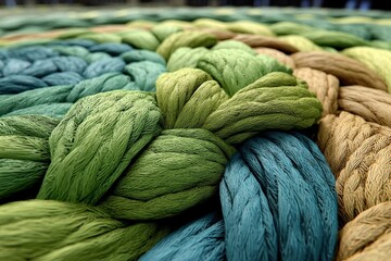 Aufkleber - Colorful woven ropes arranged intricately in vibrant patterns highlighting craftsmanship and textile design