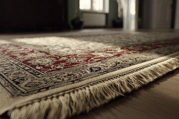 Aufkleber - Beautifully woven rug adds elegance to cozy living room in natural light during morning hours