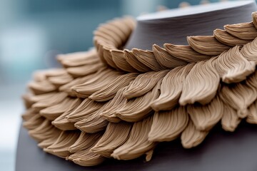Poster - Artistic clay sculpture showcasing intricate leaf patterns for modern fashion design