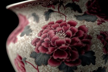 Poster - Detailed floral design on pottery showcasing craftsmanship and artistry