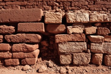 Leinwandbilder - Ancient stone wall shapes and textures in warm tones showcasing weathering and history in a rustic setting