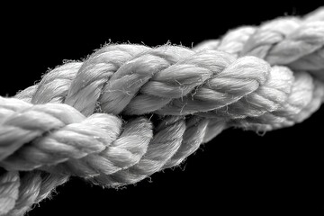 Aufkleber - Detail of woven rope showcasing intricate braiding technique and texture against a dark background for artistic appeal