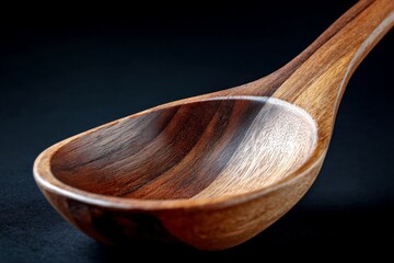 Poster - Crafted wooden spoon showcases fine craftsmanship and unique grain patterns against a dark background