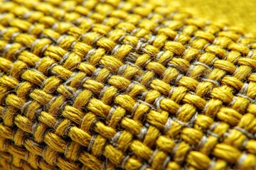 Aufkleber - Detailed close-up of textured fabric in vibrant yellow hue showcasing intricate weaving patterns and craftsmanship