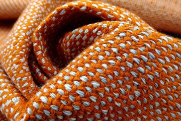 Poster - Warm, textured fabric in vibrant orange and blue tones ideal for autumn fashion and cozy home decor projects