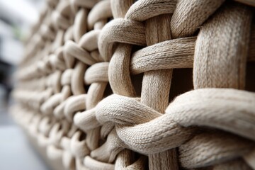 Aufkleber - Intricate weaving detail of natural fibers in a contemporary setting showcasing craftsmanship and design