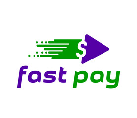 Aufkleber - Fast money icon for quick transfer and cash exchange or pay and credit, vector emblem. Fast pay icon of dollar sign and arrow in fast speed motion for online money transfer or bank financial service