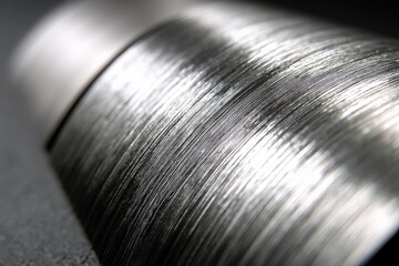 Poster - Close-up of shiny metallic surface revealing intricate details and texture in workshop setting