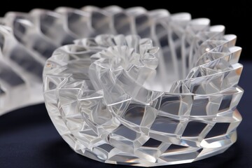 Poster - Intricate crystal sculpture resembling a nautilus shell on dark background