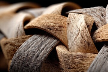 Aufkleber - Intricate weaving of natural materials shows texture and craftsmanship in close-up reveal