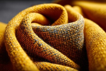 Poster - Soft and textured fabric in warm golden hue showcases intricate weaving details for textile enthusiasts