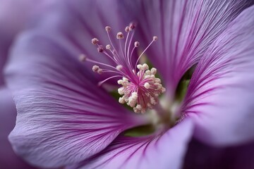 Aufkleber - Close-up view of a vibrant purple flower revealing intricate details and textures in a garden setting during spring