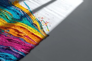 Poster - Vibrant abstract colors swirl across a textured canvas in bright sunlight during the day