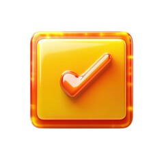 Poster - A shiny orange check mark symbol a promise of acceptance and achievement on transparent background
