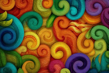 Poster - Colorful abstract swirls create a vibrant pattern representing movement and energy in artistic expression