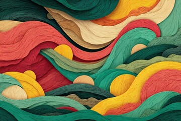 Aufkleber - Colorful abstract wave pattern with textured layers in warm and cool tones creating a dynamic visual experience in a modern style