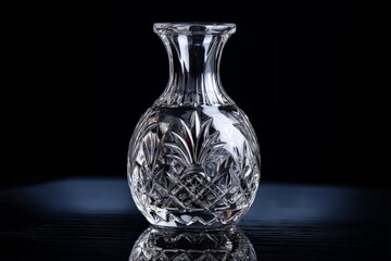 Aufkleber - Elegant crystal vase showcasing intricate design with reflective surface and dark background