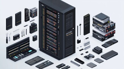 Poster - Server rack and components