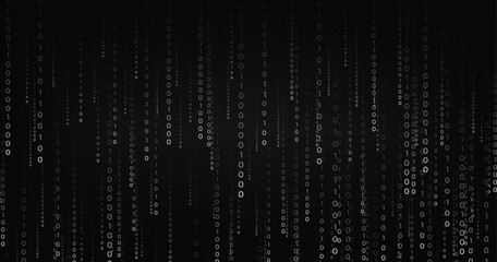 Abstract dark background of zeros ad ones in shades of gray colors. data analysis cyber background