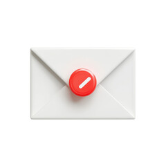 Poster - A notification on a white envelope urgently signals a missed email with a on transparent background