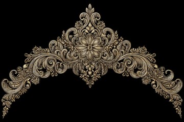 Aufkleber - Intricate golden floral design showcasing ornate details and craftsmanship in an elegant symmetrical arrangement