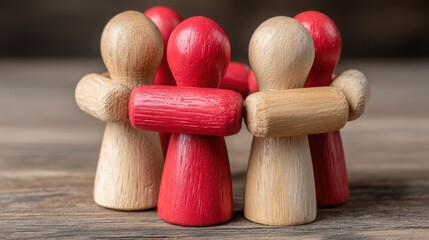 Poster - A couple of wooden people symbolizing leadership network and collaboration among individuals in a professional setting