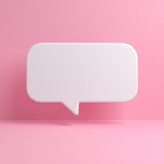 Leinwandbilder - White speech cloud, bubble. 3D notification message pop-up on vivid pink background. Mock-up.