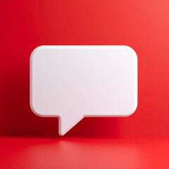 Leinwandbilder - White speech cloud, bubble. 3D notification message pop-up on vivid red background. Mock-up.