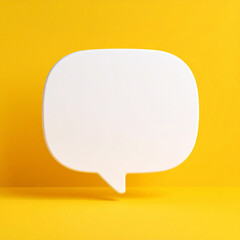 Leinwandbilder - White speech cloud, bubble. 3D notification message pop-up on vivid yellow background. Mock-up.