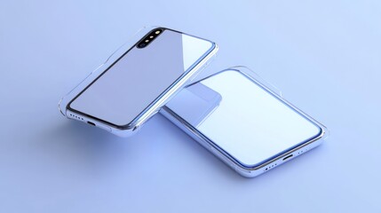 Poster - Two smartphones, light purple, floating