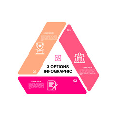 Poster - Vector triangle element for infographic. Template for cycling diagram, graph, presentation. Business concept with 3 options, parts, steps or processes.