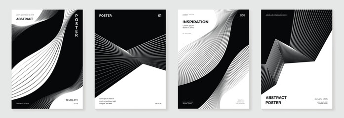 Aufkleber - Modern gradient poster background vector set. Cover template with vibrant perspective geometric prism shapes. Ideal design for social media, cover, banner, flyer.