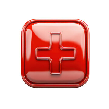 A vibrant red medical plus sign a symbol of urgent care and immediate on transparent background