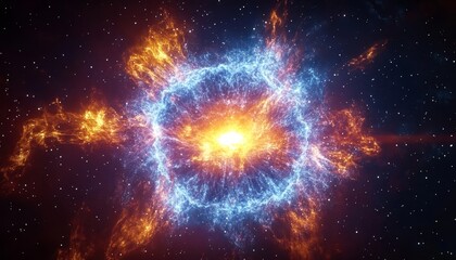 Wall Mural - cosmic explosion, vibrant colors of a nebula, stars, and galaxy in deep space background