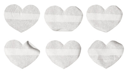 Aufkleber - Set of hearts with white paper stickers, Copy space for text preview sign tags labels elements design, isolated on white background, png
