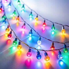 Poster - Photo of Colorful string lights glowing with vibrant illumination for festive celebrations and holiday decorations, creating a warm and inviting atmosphere