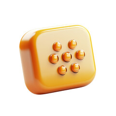 Poster - A glossy amber die face showing lucky seven radiating warmth and optimism on transparent background