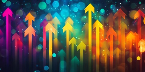 Poster - vibrant, abstract background with upward arrows, symbolizing growth, success, and progress