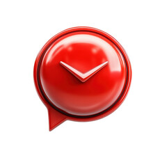 Poster - A glossy red speech bubble displays a downward arrow signaling a message on transparent background