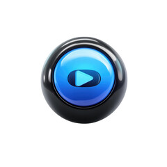 Poster - A glossy blue play button a beacon of possibilities against the dark ready on transparent background