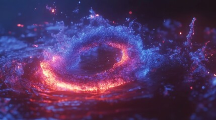 Poster - Abstract swirling vortex of vibrant glowing particles