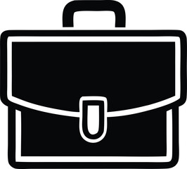 Poster - Simple black and white illustration of a classic briefcase icon