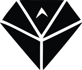 Poster - Abstract black and white diamond shape with internal geometric lines and arrowhead
