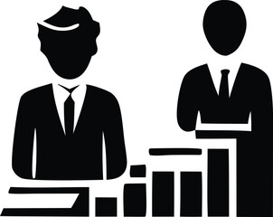 Poster - Businessmen reviewing financial growth chart data analysis presentation