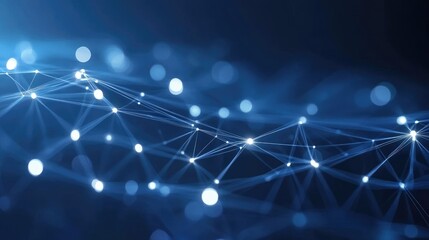 Aufkleber - Abstract blue network plexus, glowing nodes & connections