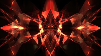 Poster - Fiery red abstract geometric artwork with sharp, angular shapes creating a symmetrical, almost demonic, design