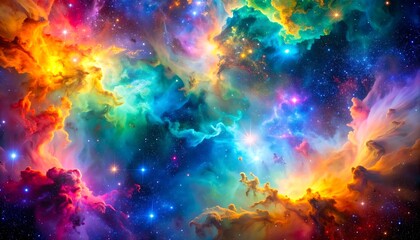 Wall Mural - Cosmic Nebula with Vibrant Colors.